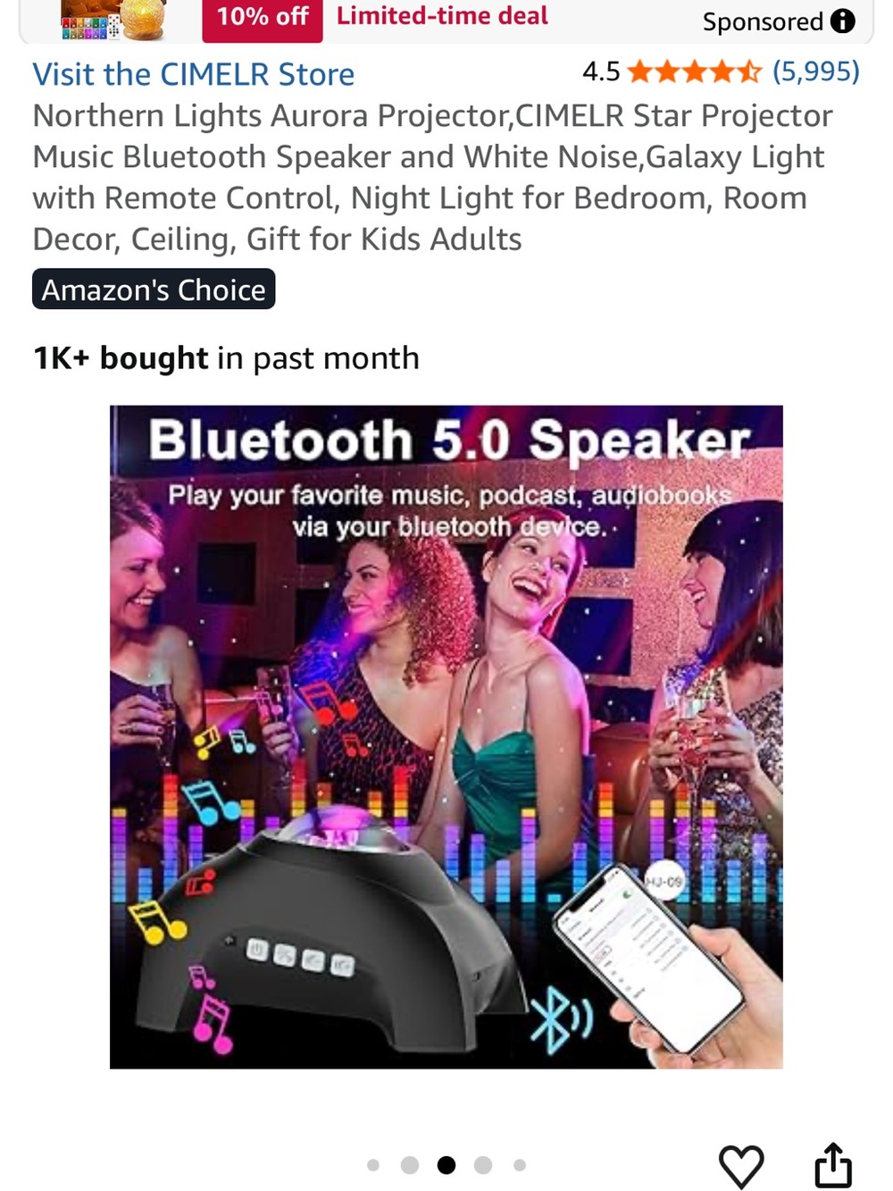 Aurora Galaxy Projector, Assorted Lights Projector with Relaxing Sound Effects - Picture 4 of 6